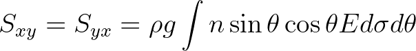 $\displaystyle S_{xy} = S_{yx} = \rho g \int n \sin\theta \cos\theta E d\sigma d\theta
$