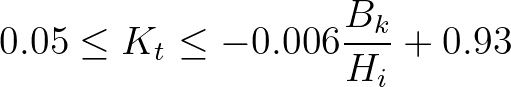 $\displaystyle 0.05 \leq K_t \leq -0.006\frac{B_k}{H_i} + 0.93
$